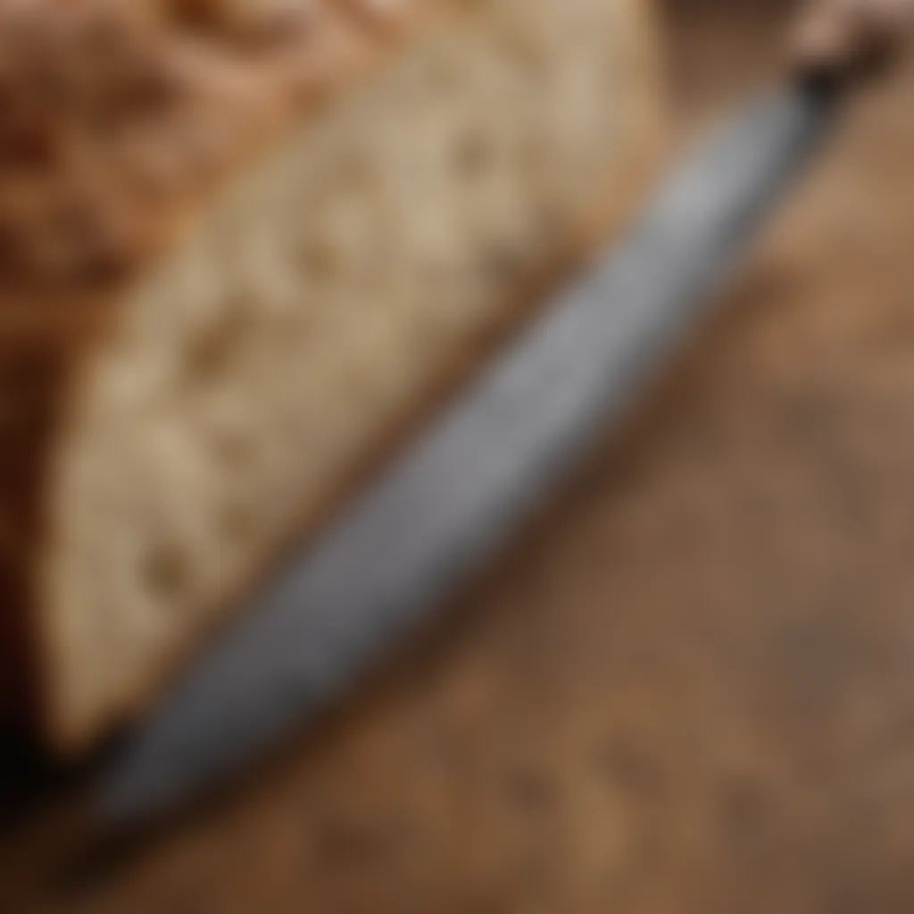 Close-up view of the Mercer Millennia 10 Inch Bread Knife blade showcasing its serrated edge.