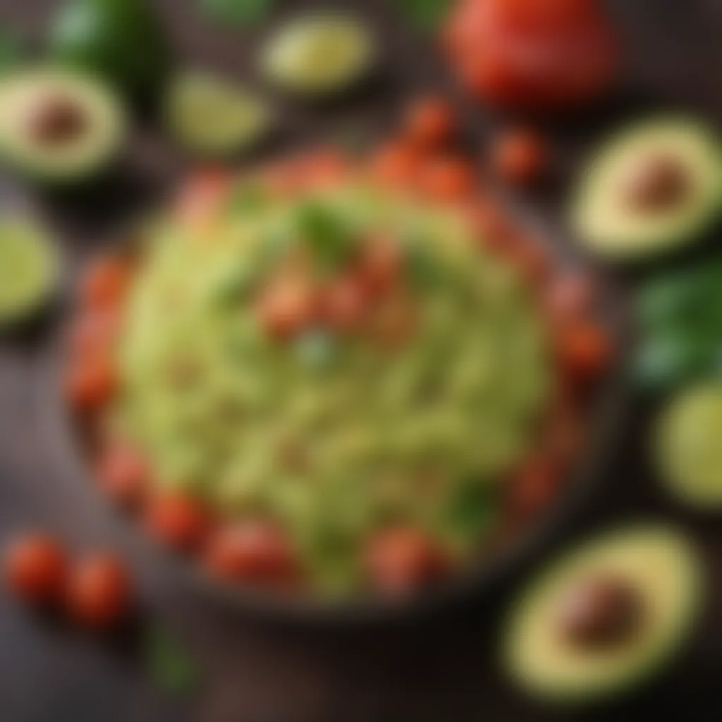 Colorful Guacamole with Fresh Avocado and Tomato