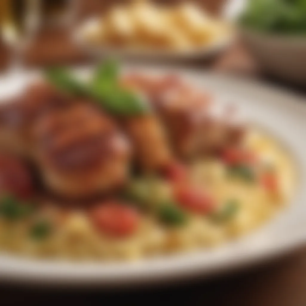 Close-up of Olive Garden's signature dish highlighting vibrant colors and textures