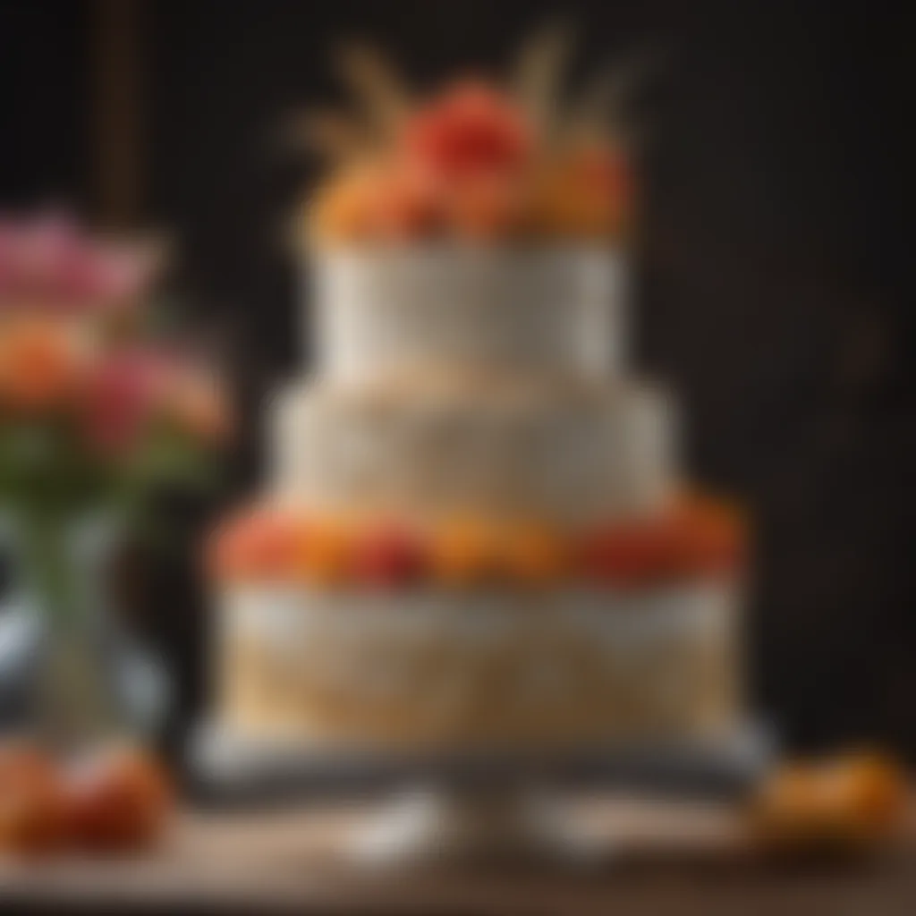 Elegant wedding cake with intricate designs