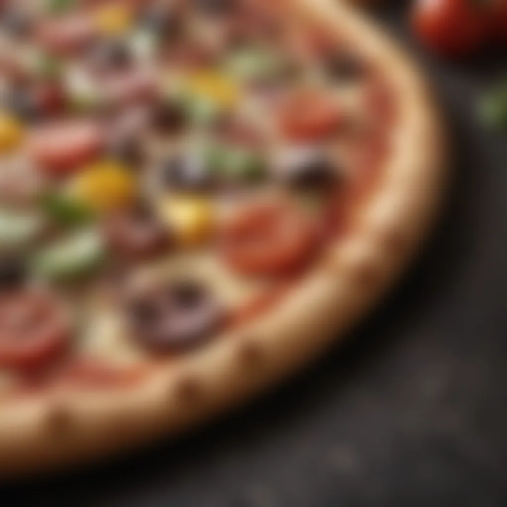 A close-up of a deliciously topped pizza highlighting fresh ingredients.