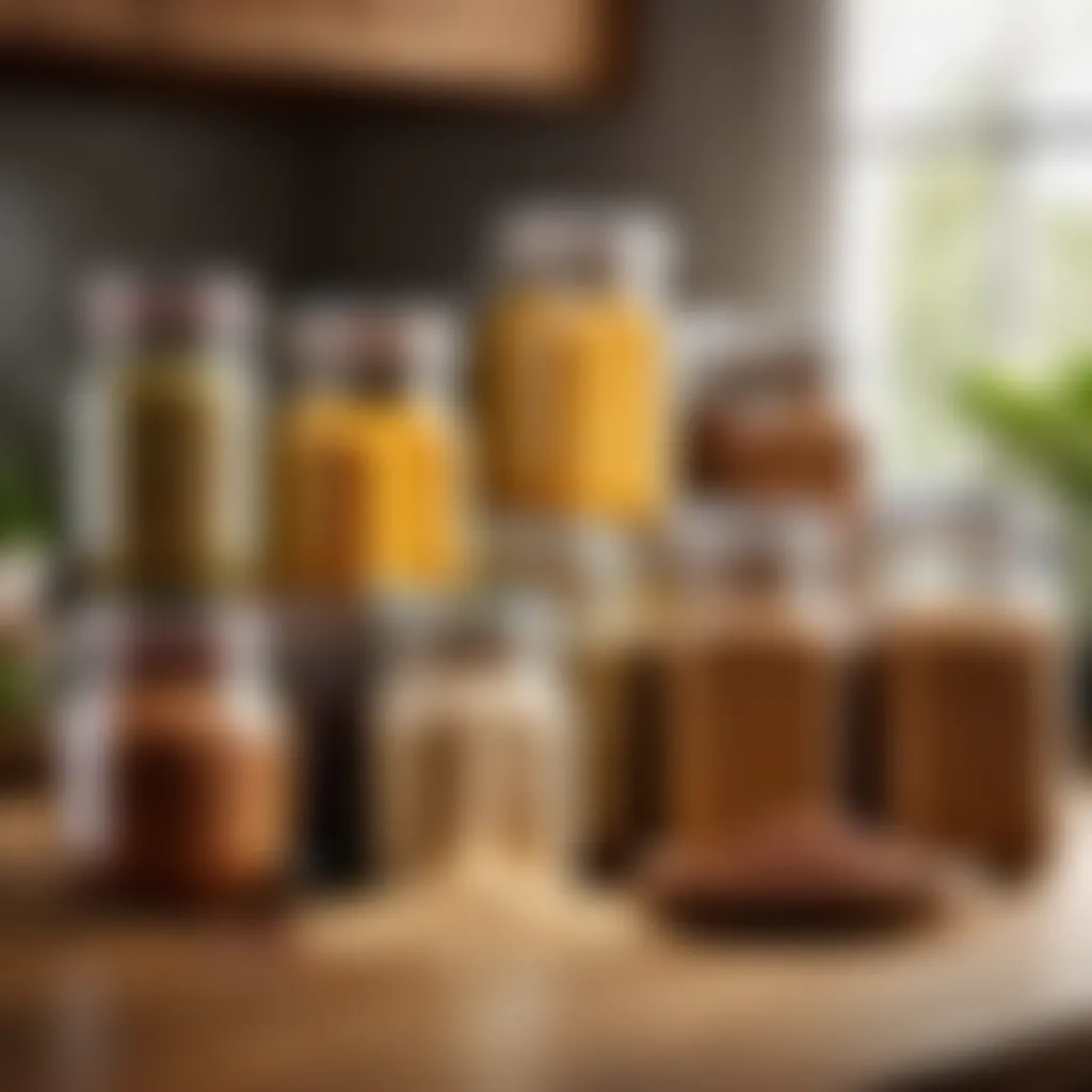 Assorted grains and pulses in glass jars