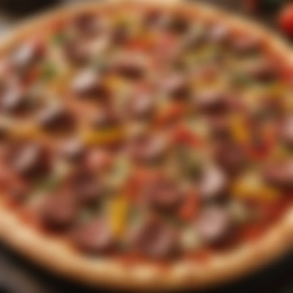 A hearty pizza topped with Johnsonville Italian sausage and colorful vegetables