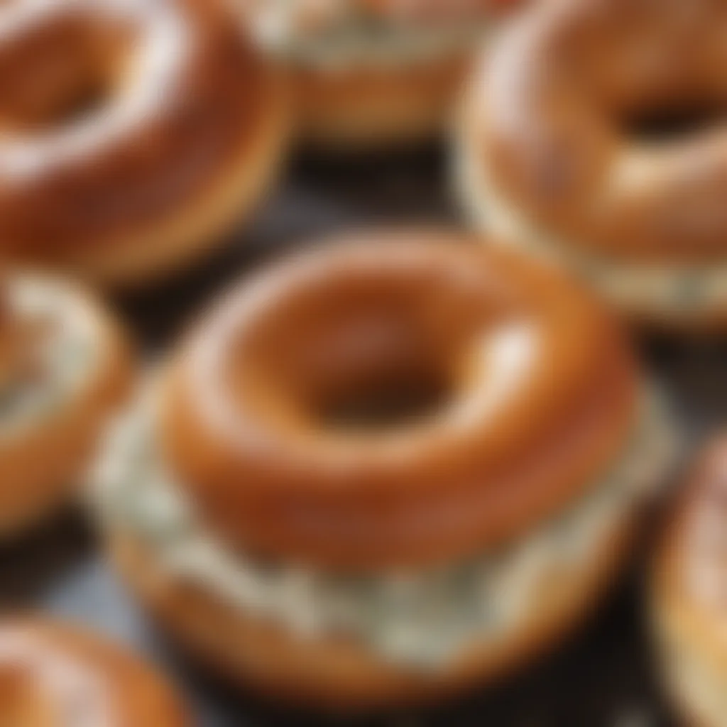 Close-up of a traditional bagel with smoked fish and cream cheese