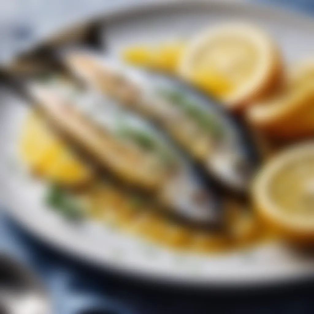 Sardine fillets marinated in zesty citrus glaze