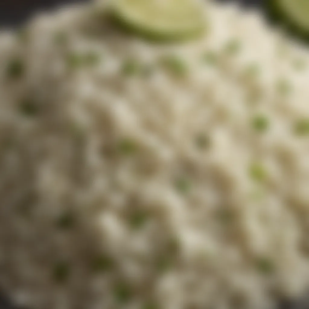 Close-up of cilantro lime rice showcasing its fluffy texture