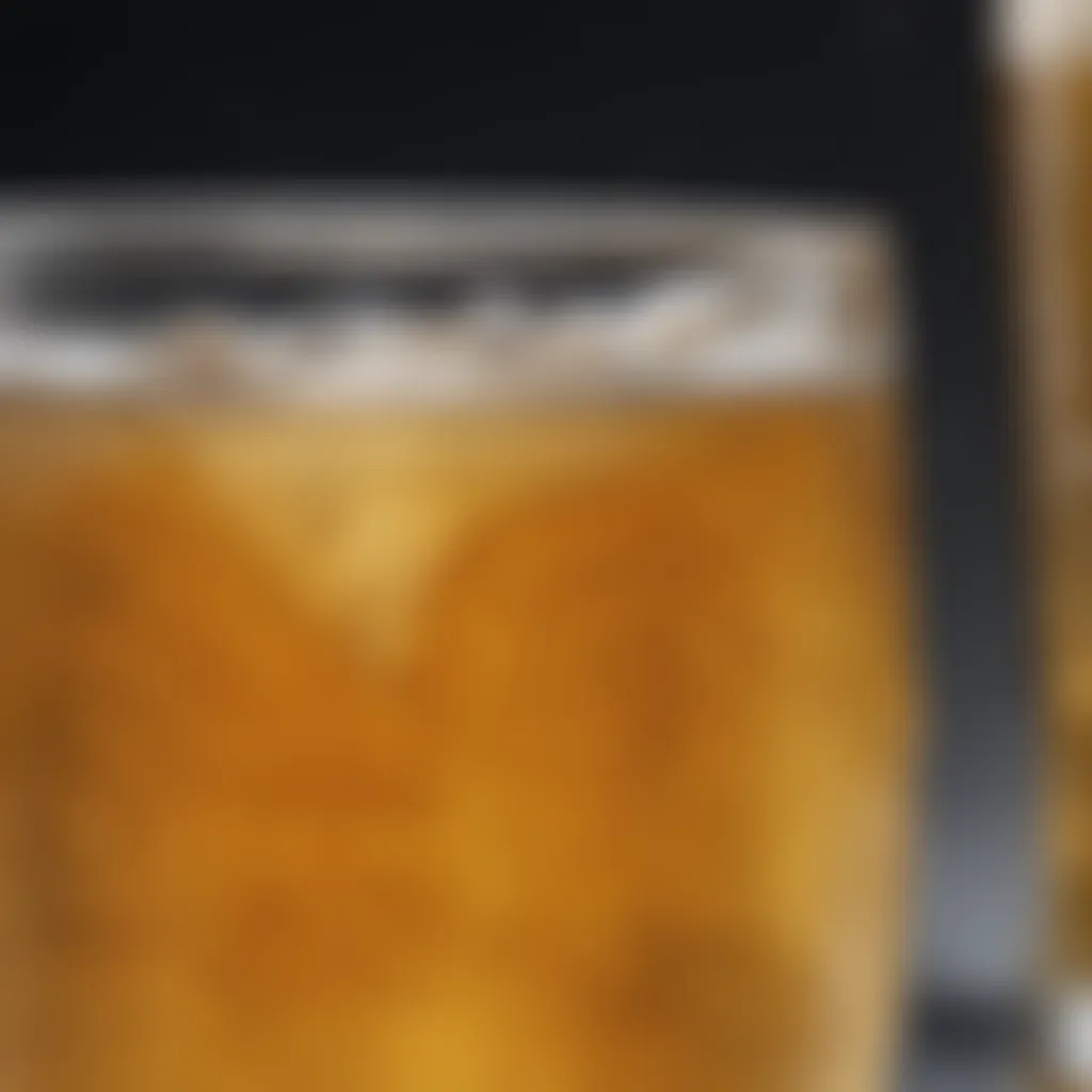 A close-up of a refreshing light beer in a chilled glass with condensation