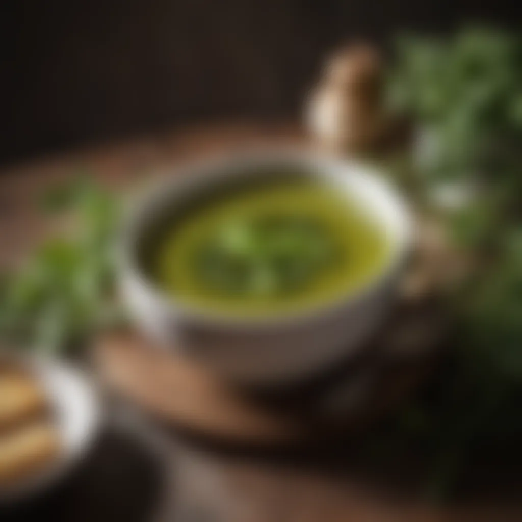 A vibrant nettle soup garnished with herbs