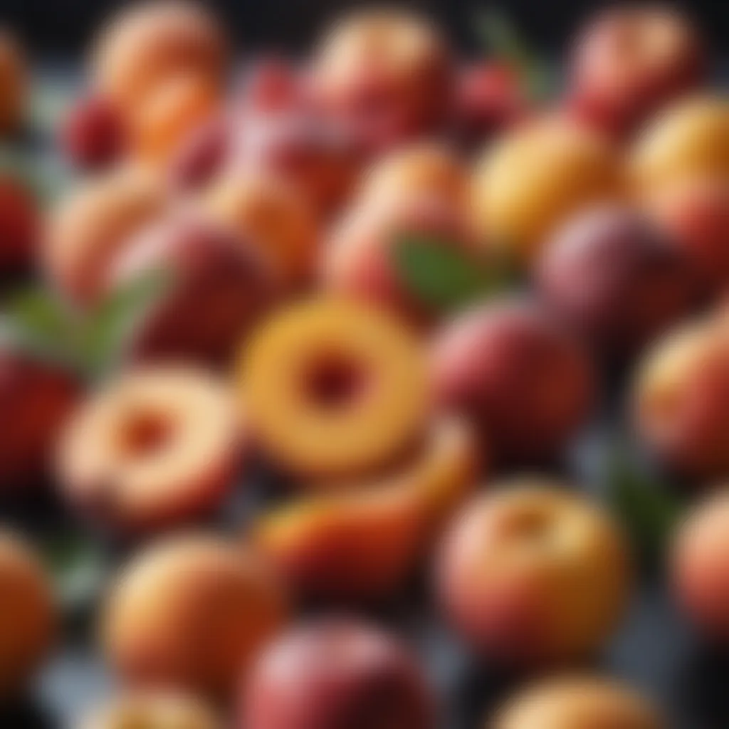 A close-up of seasonal fruits like peaches and berries, emphasizing freshness and wellness.