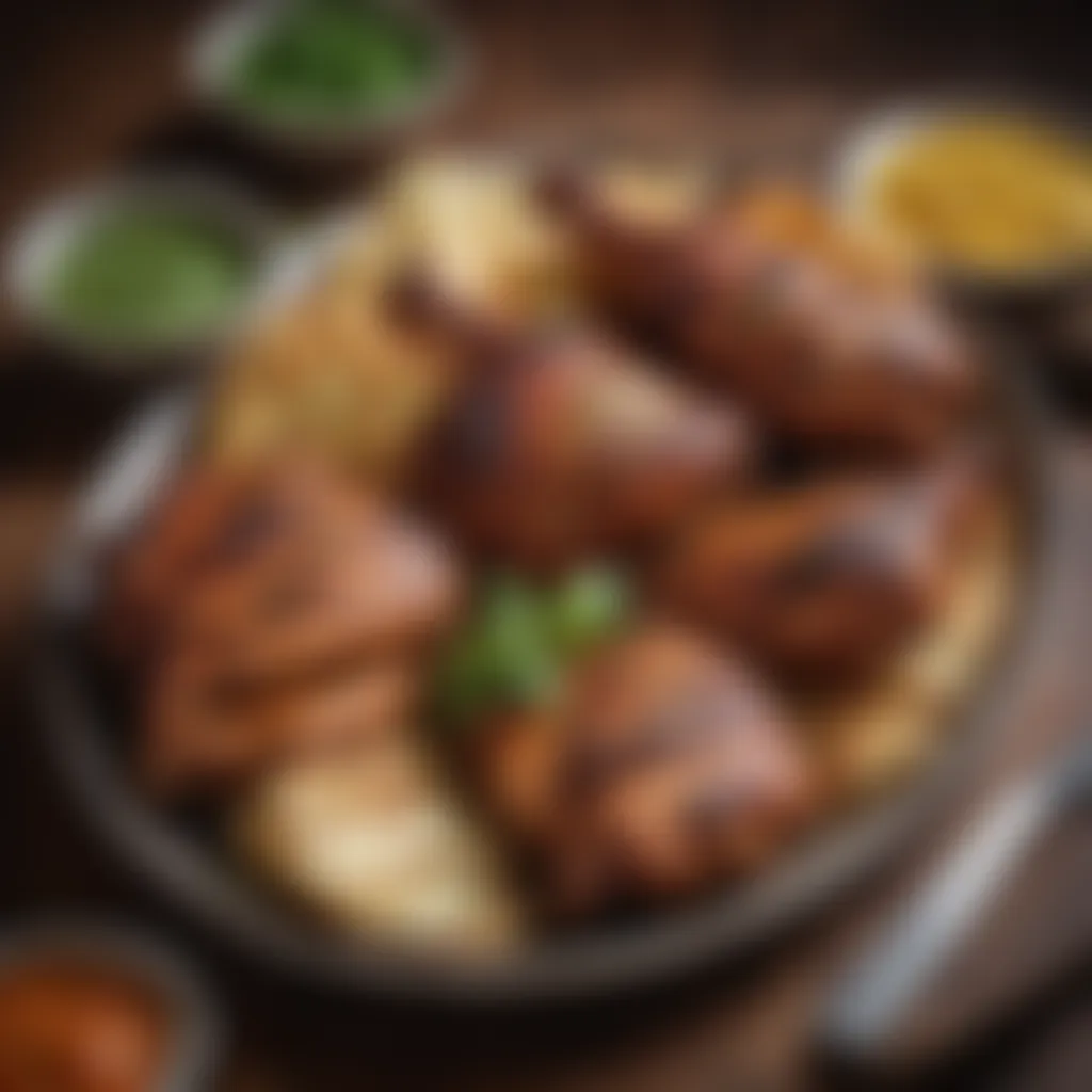 Tandoori Chicken Grill Platter Tandoori chicken grill served with mint chutney and naan bread