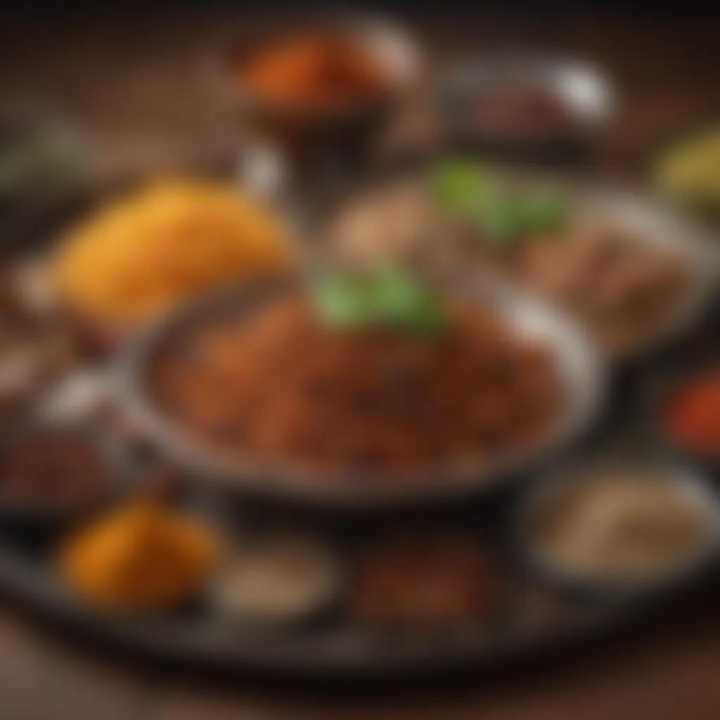 An array of spices essential for the Amritsari recipe, emphasizing their aromatic appeal.