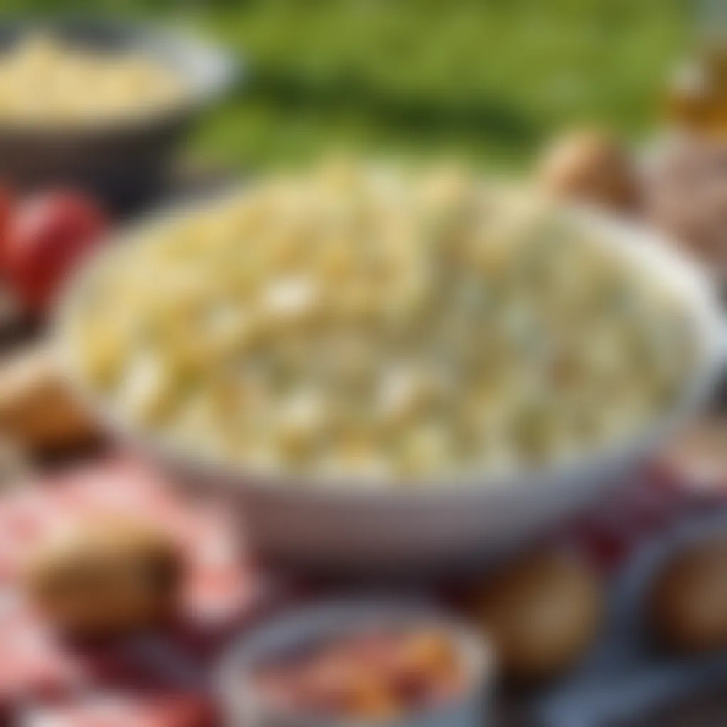 Classic Potato Salad at a Picnic A traditional picnic setting featuring a classic potato salad
