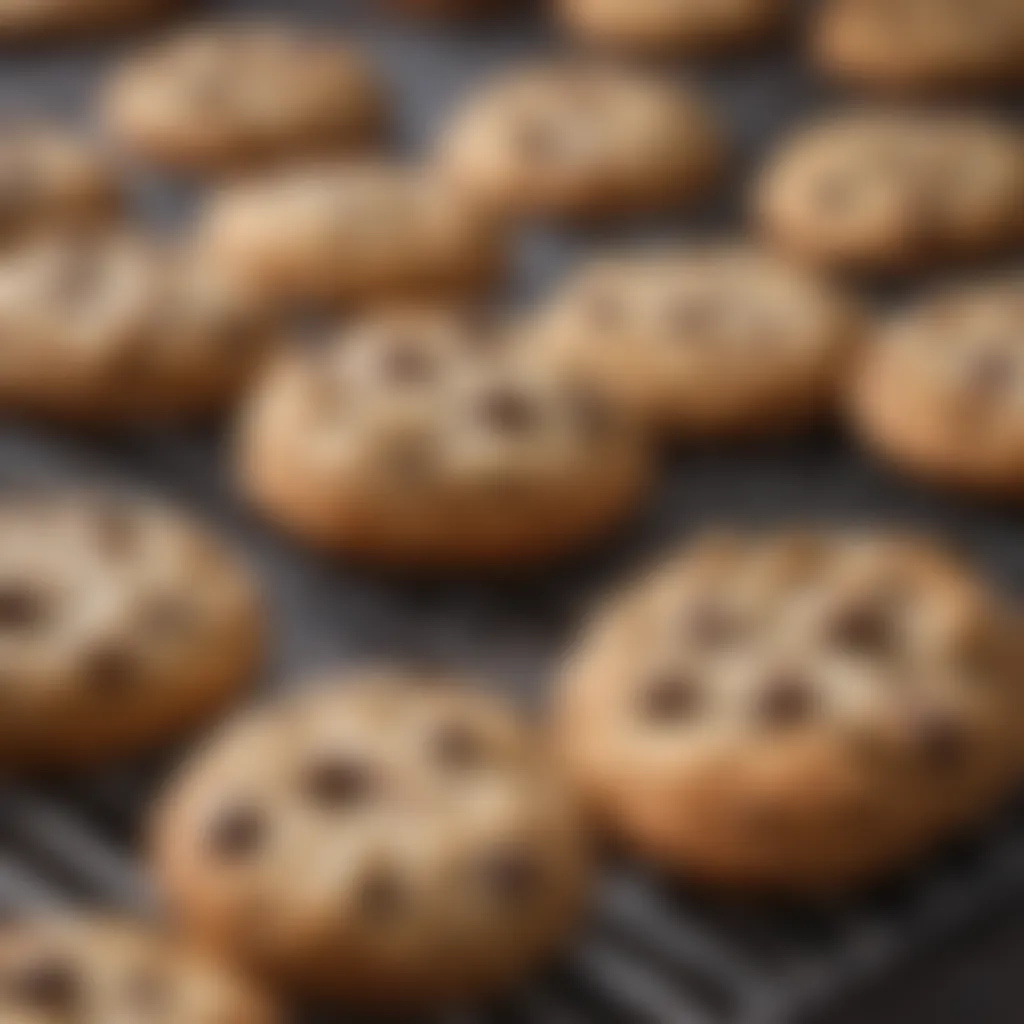 Freshly baked cookies cooling on a wire rack