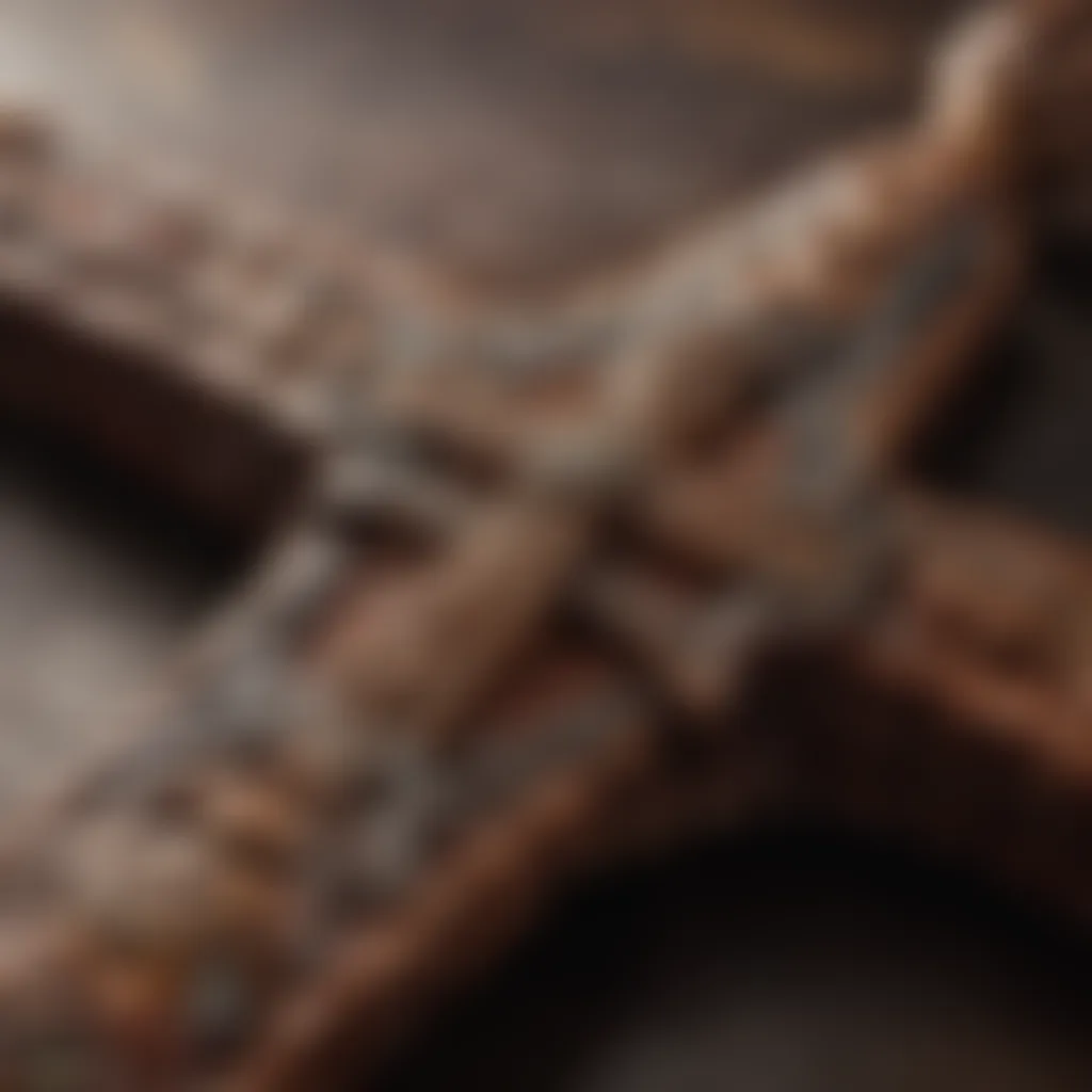 Close-up of a handcrafted asado cross showcasing intricate designs