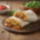 A beautifully plated bean and cheese burrito garnished with fresh cilantro and salsa.