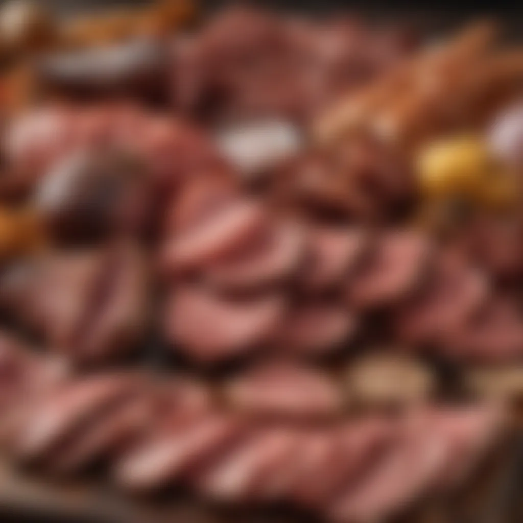 An assortment of smoked meats highlighting flavor and texture