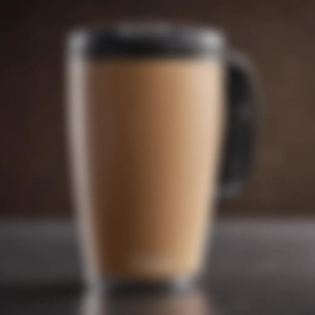 Close-up view of a Contigo coffee mug showcasing its sleek design and innovative lid technology