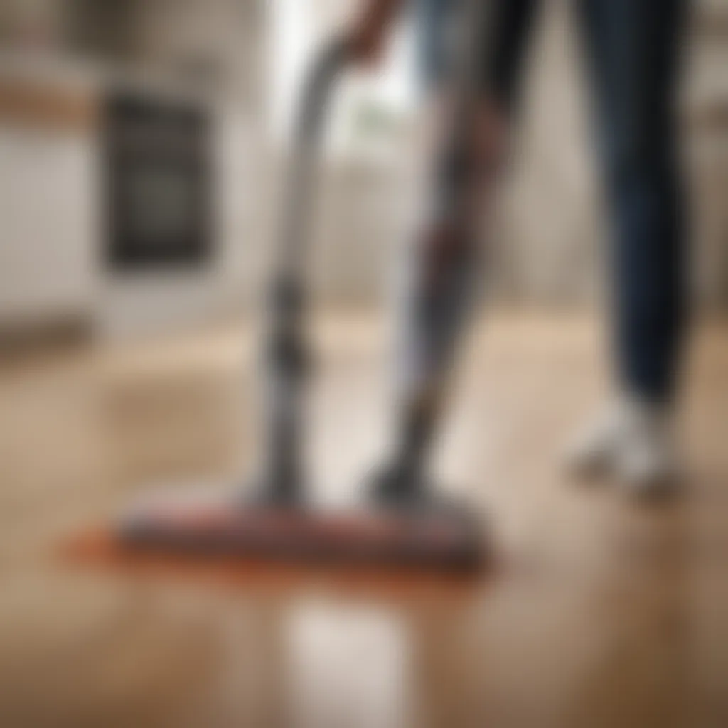 Performance Metrics of Vacuum and Mop Performance metrics display for a cordless vacuum and mop, highlighting efficiency and power.