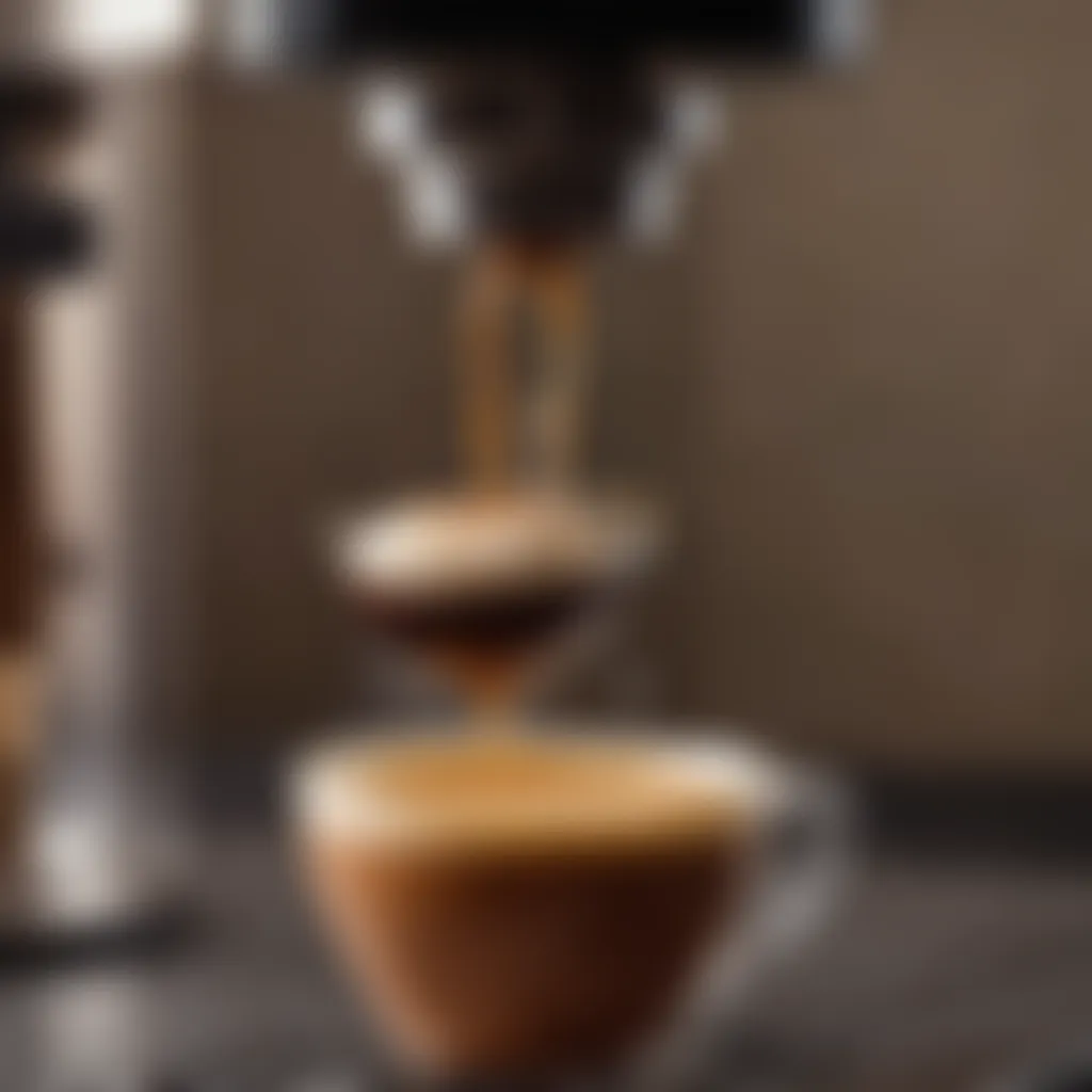 Close-up of espresso extraction highlighting rich crema