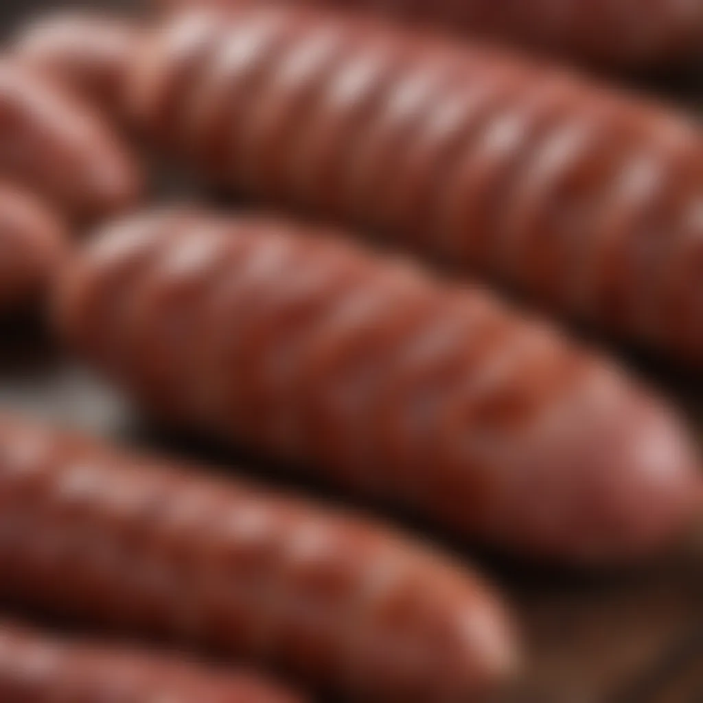 Close-up of beautifully crafted sausages