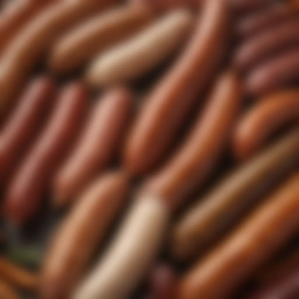 Variety of sausages showcasing different hog casing types