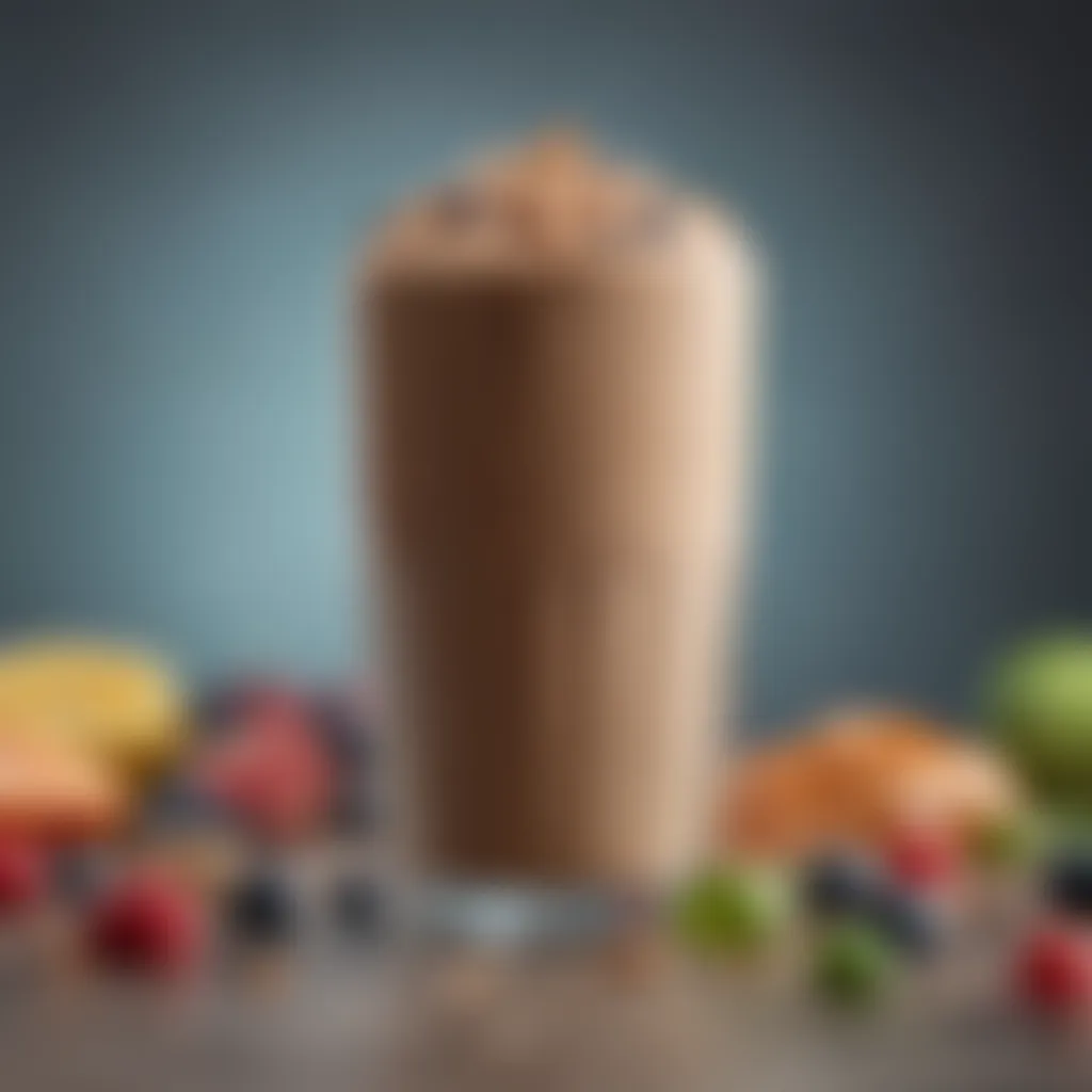 Protein shake with various toppings and ingredients