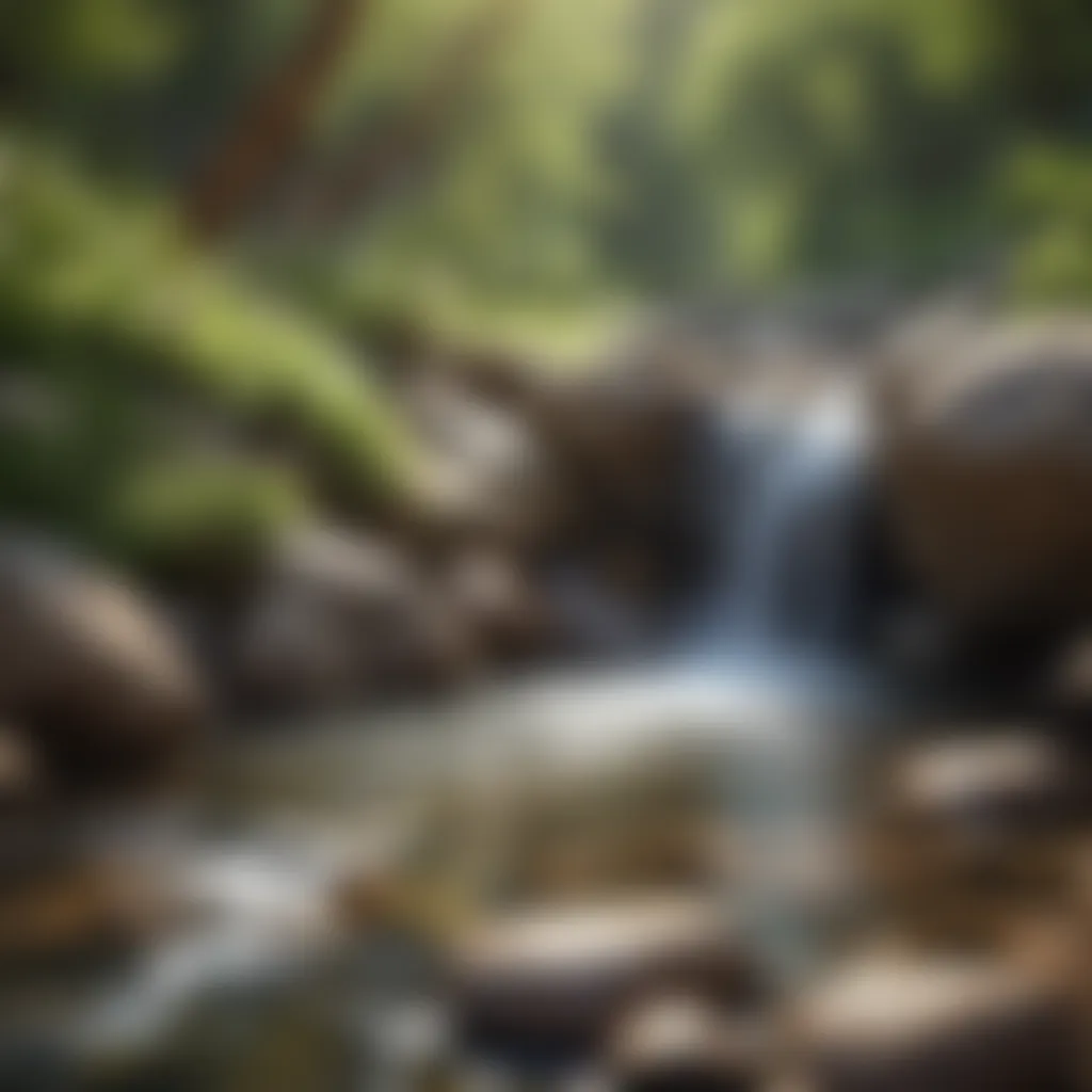 Pristine natural spring water flowing over rocks