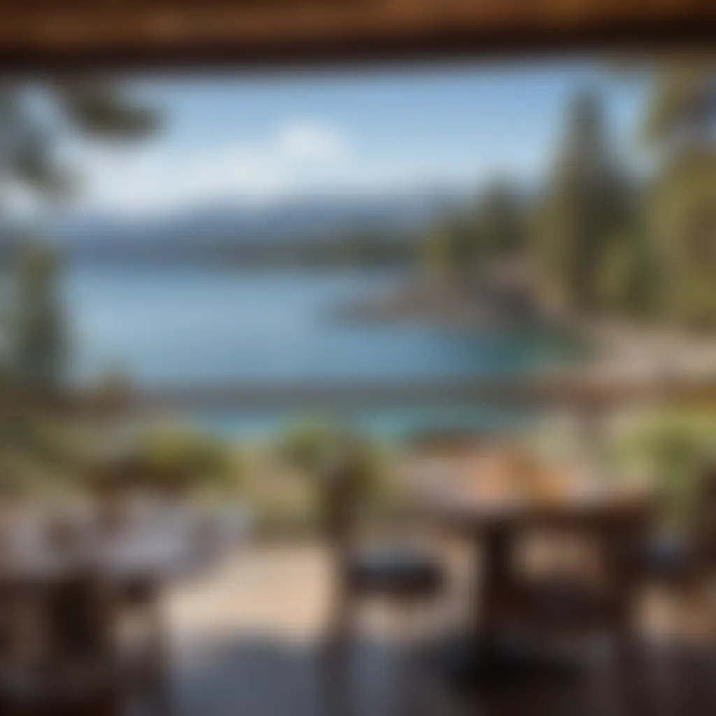 Panoramic view of Lake Tahoe dining with stunning scenery