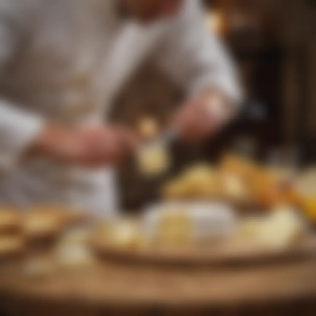Artisanal Production of Brie Cheese An artisanal cheesemaker skillfully crafting brie cheese in a traditional setting.