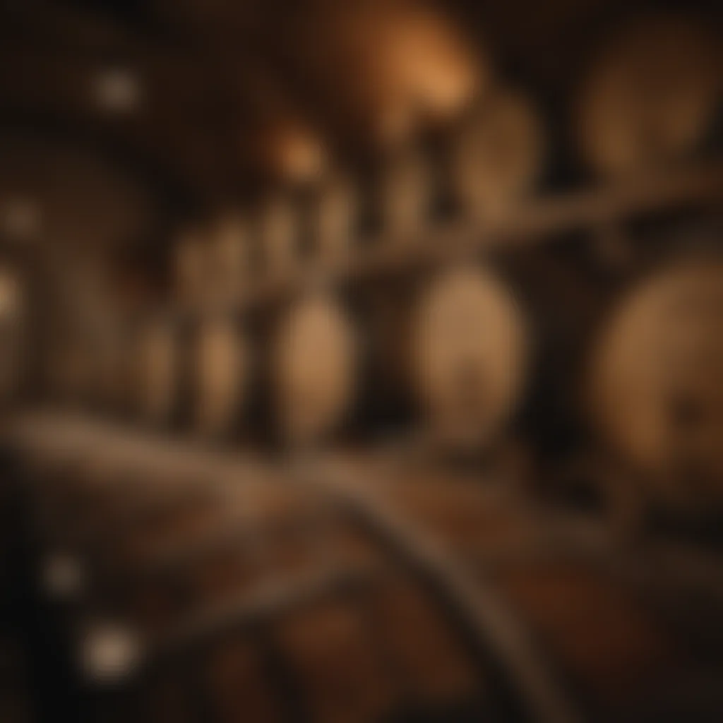 A detailed view of Hennessy barrels in an aging cellar