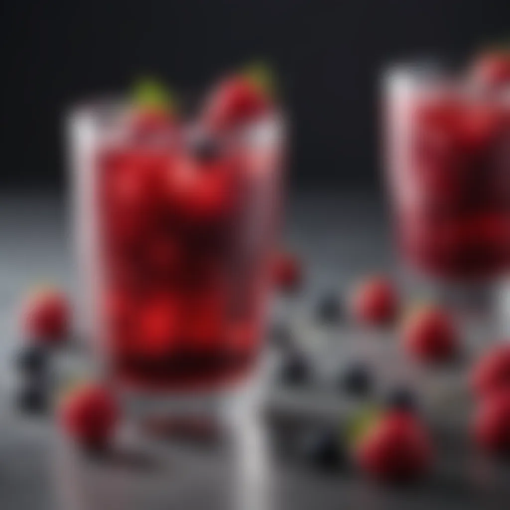 Artful presentation of a mixed berry beverage