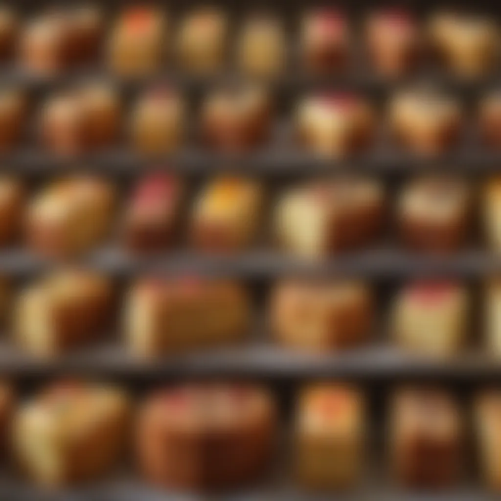 A beautifully arranged display of various pound cake variations