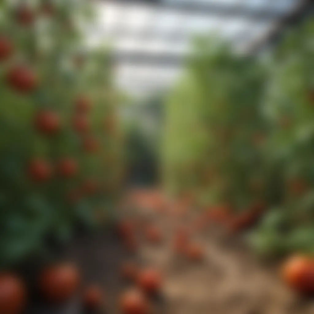 A vibrant garden display featuring healthy tangy tomato plants ready for harvest.