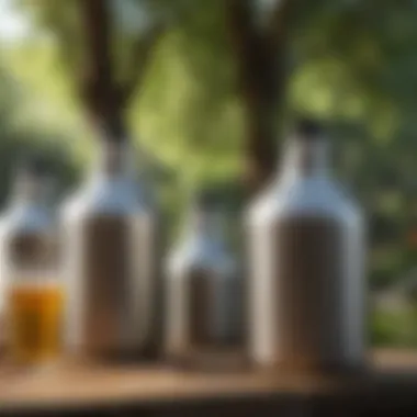 Stainless growlers featured in an outdoor setting