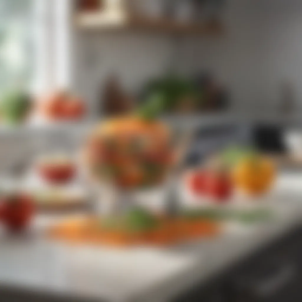 A variety of advanced vegetable choppers displayed elegantly on a kitchen countertop.