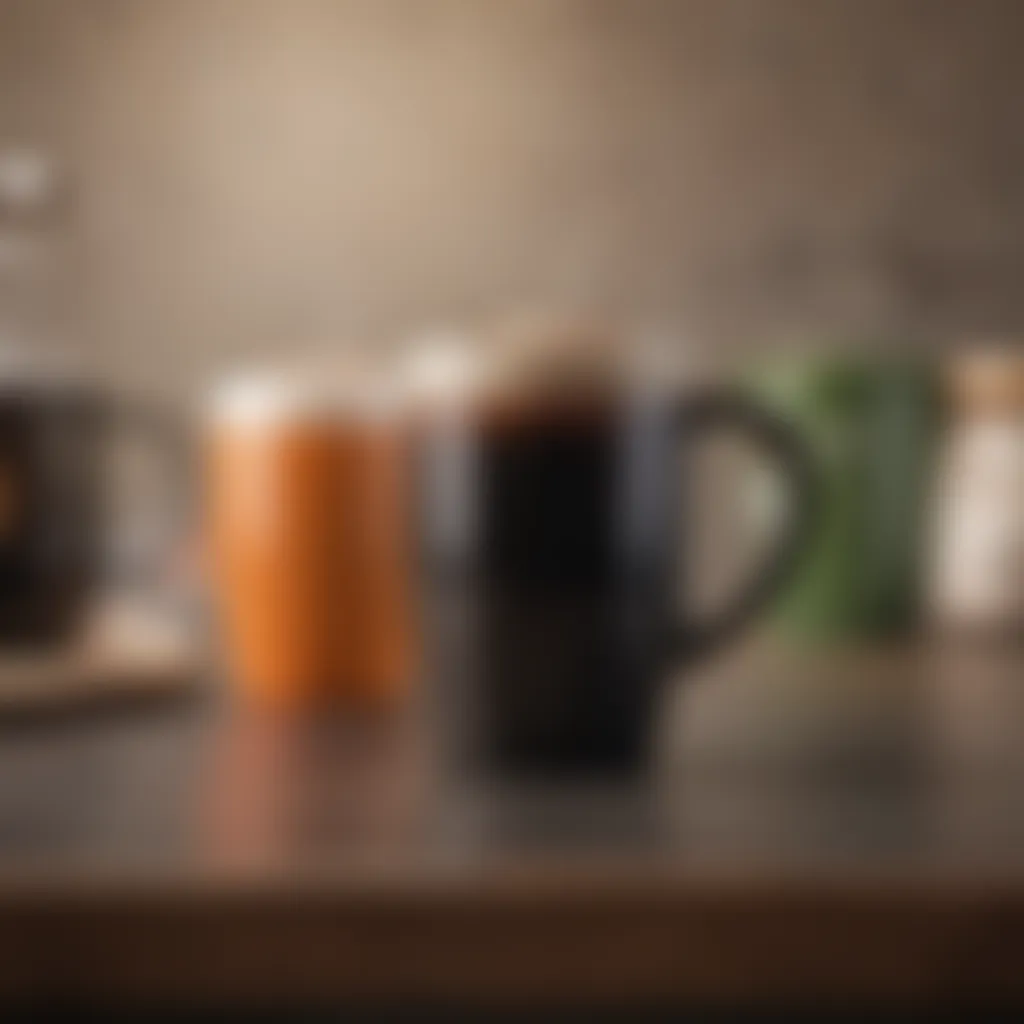 A consumer evaluating different smart mug options in a retail setting