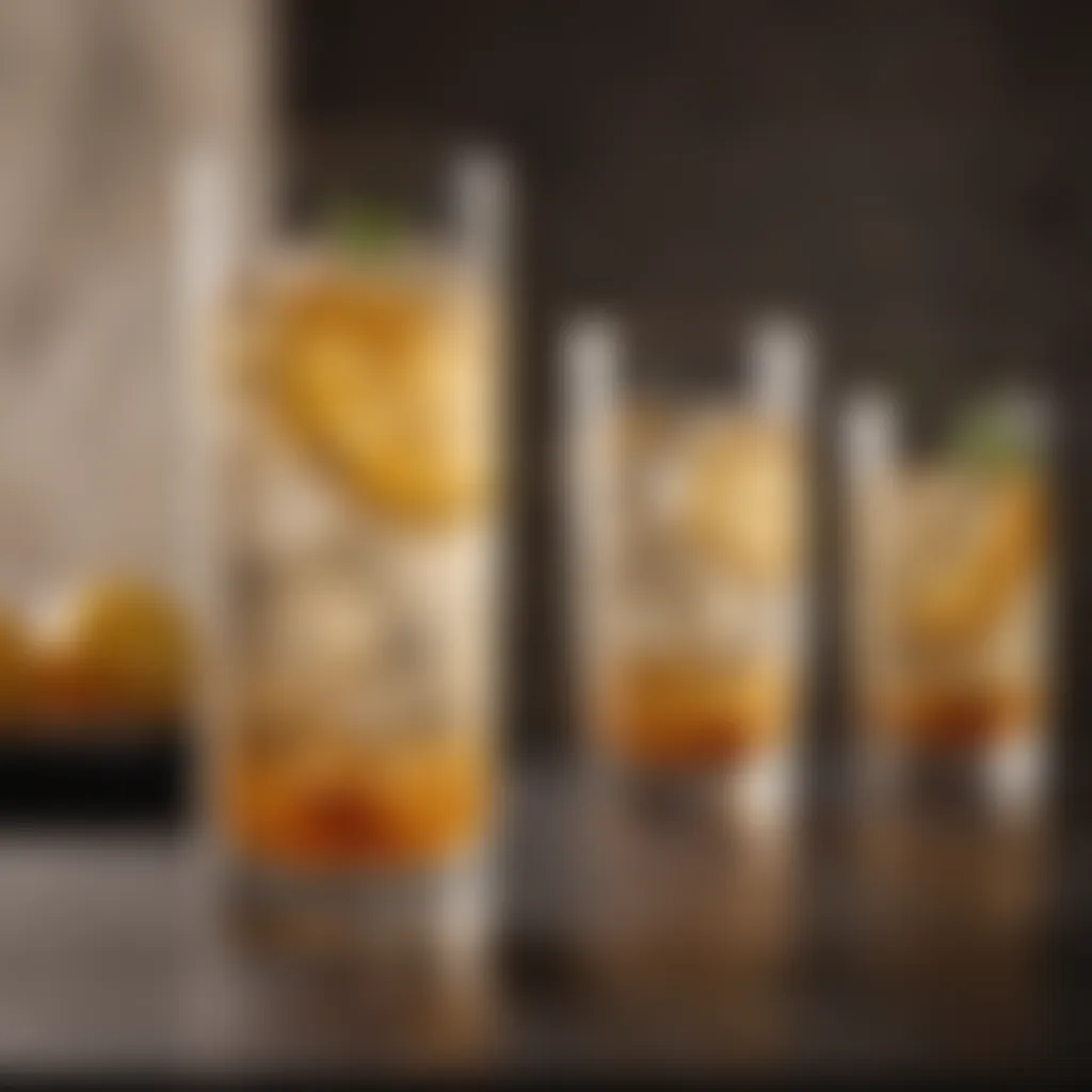 An elegant highball glass filled with a refreshing drink