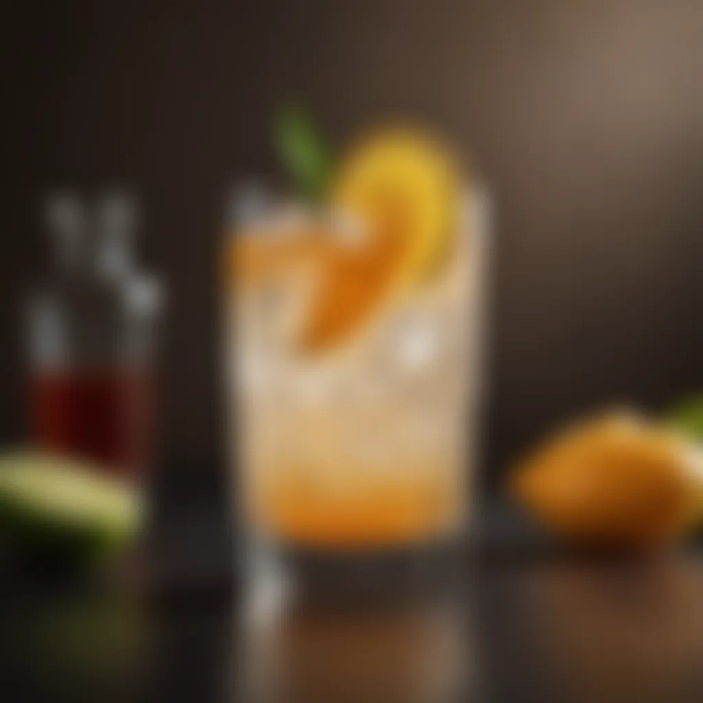 Citrus Garnished Highball A vibrant highball cocktail garnished with citrus