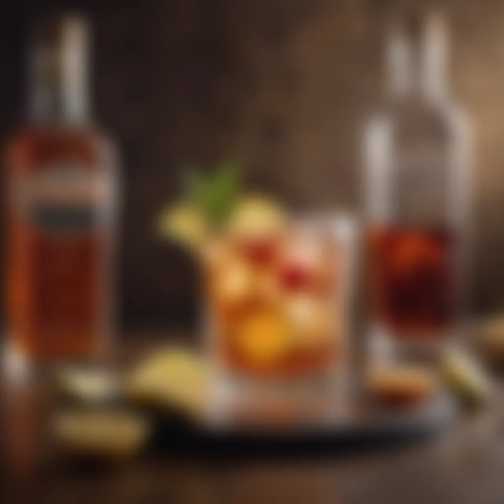 A historical representation of classic cocktail ingredients