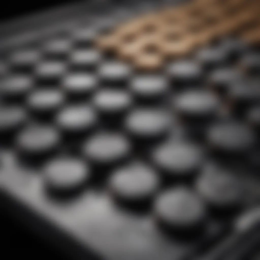 Close-up of a high-quality black stone grill surface