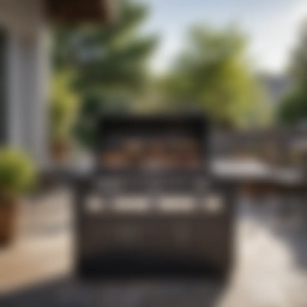 Elegant black stone grill setup on a patio