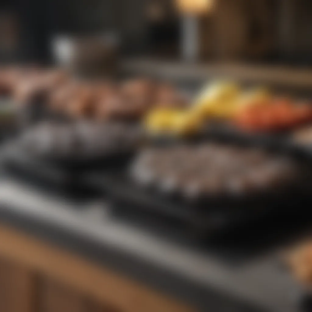 Variety of black stone grills displayed in a retail store