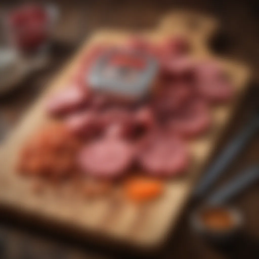 Variety of Ground Meats from Kitchen Aid Attachment Different types of ground meat produced by the grinder attachment displayed on a wooden board