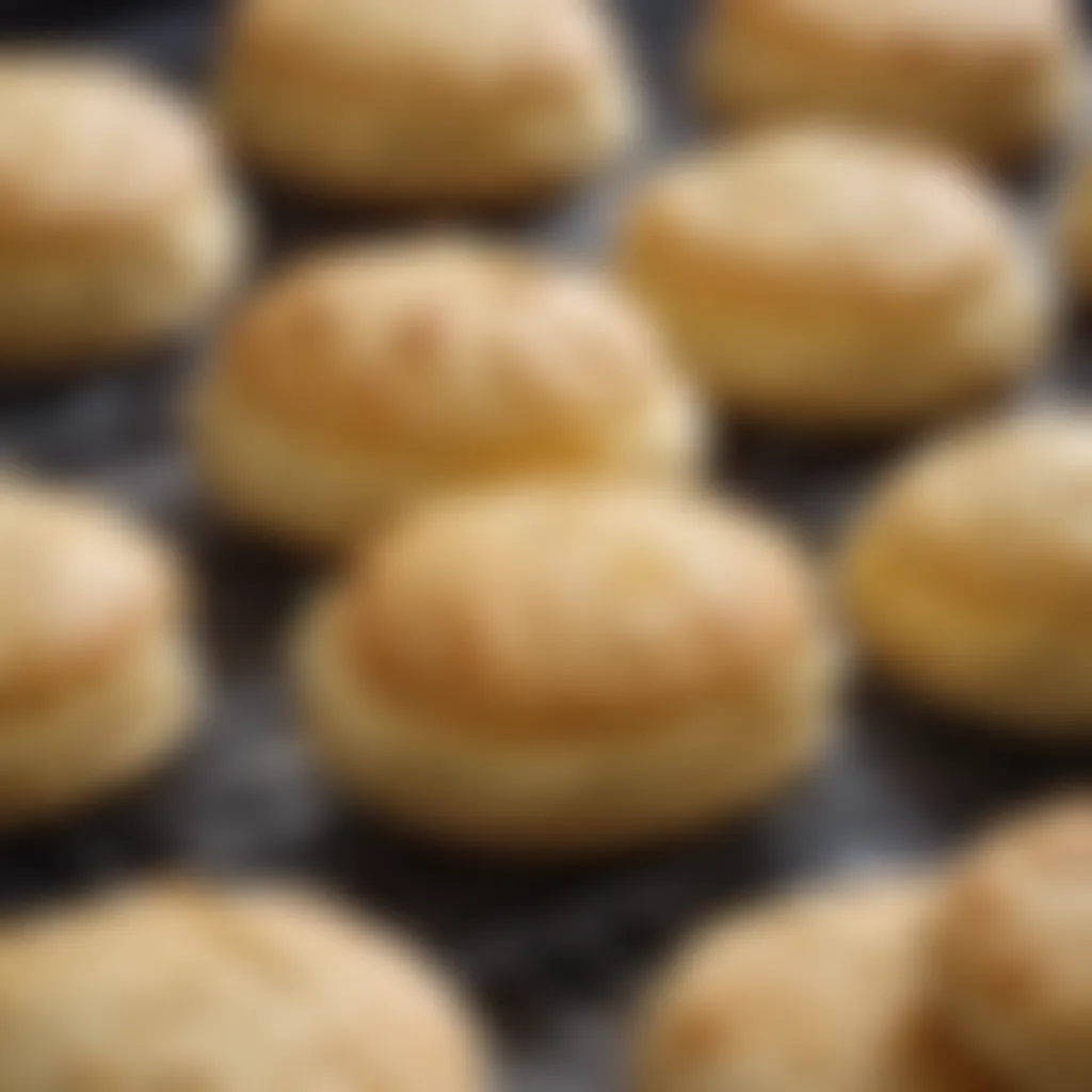 Close-up of freshly baked mayonnaise biscuits on a cooling rack