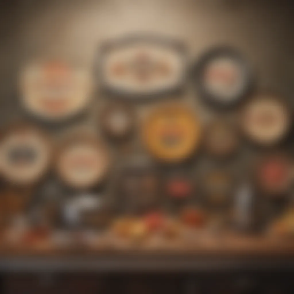 A collection of vintage kitchen plaques showcasing various styles and designs.