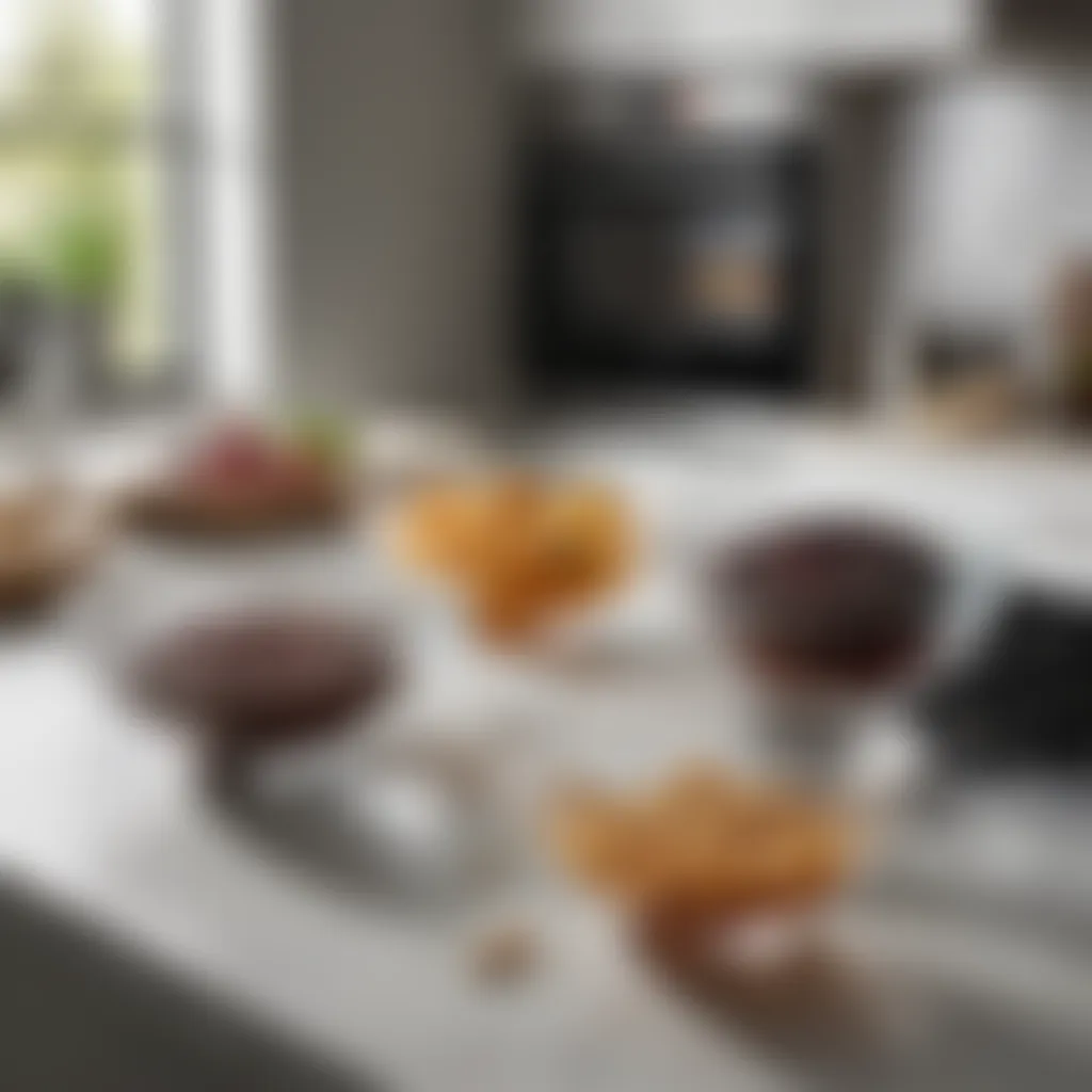 Elegant oven-proof glass bowls displayed on a kitchen countertop