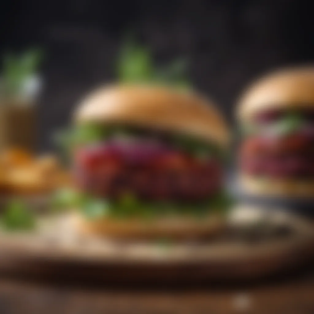 Garnished Vegan Beet Burger Delicious vegan beet burger garnished with fresh herbs