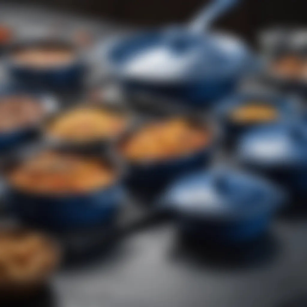 Quality Materials of Blue Jean Chef Cookware Close-up of Blue Jean Chef cookware materials