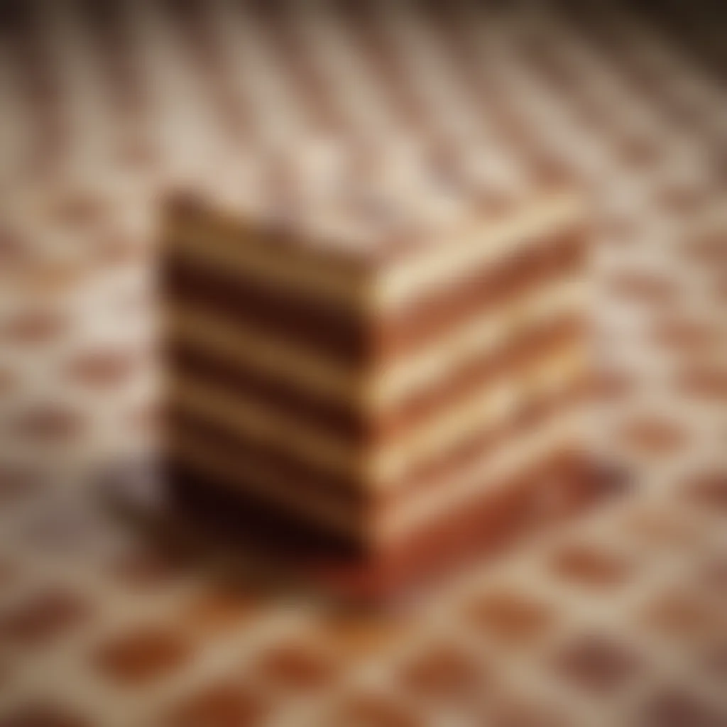 Step-by-step visualization of layering cake batter in a checkerboard pattern