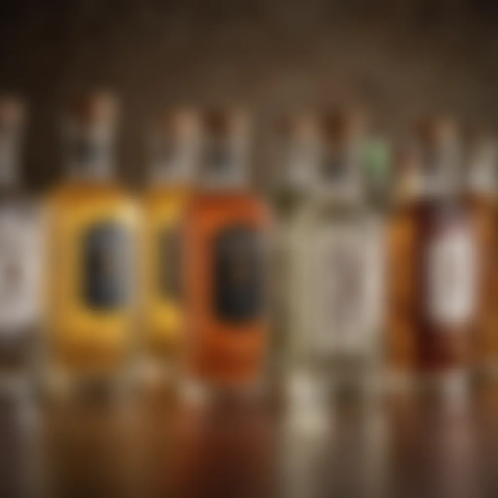 Showcase of distinguished small batch tequila bottles